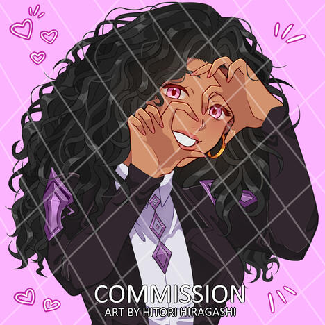 Anime half body art commission